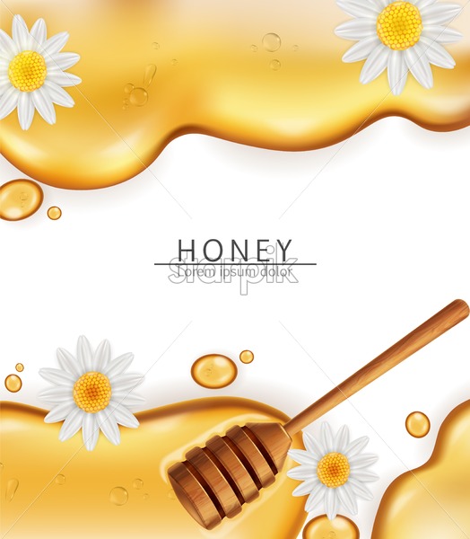 524x600 Honey Dip Background Vector Realistic Pouring Honey Liquid