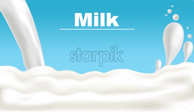 623x362 Milk Banner Vector Realistic Fresh Pouring Liquid Organic Eco