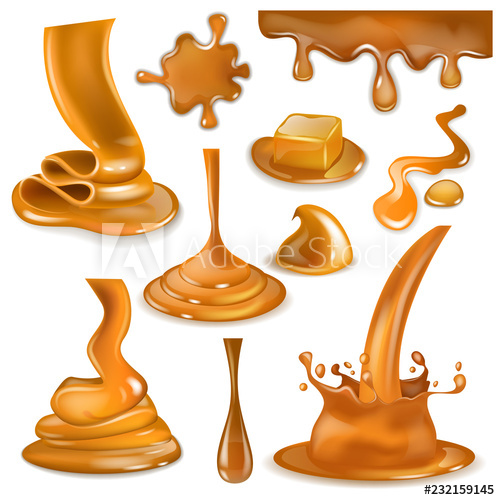 500x500 Caramel Splash Vector Sweet Flowing Liquid Sauce Or Pouring