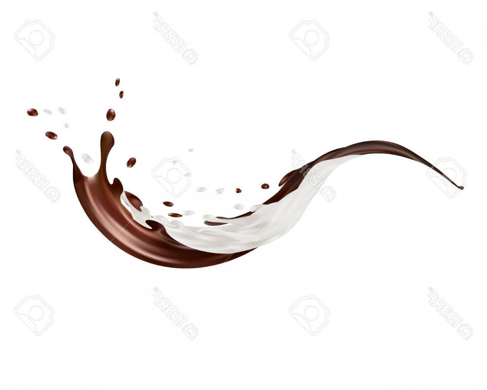 1560x1248 Photostock Vector Milk And Chocolate Splashes Vector Isolated Over
