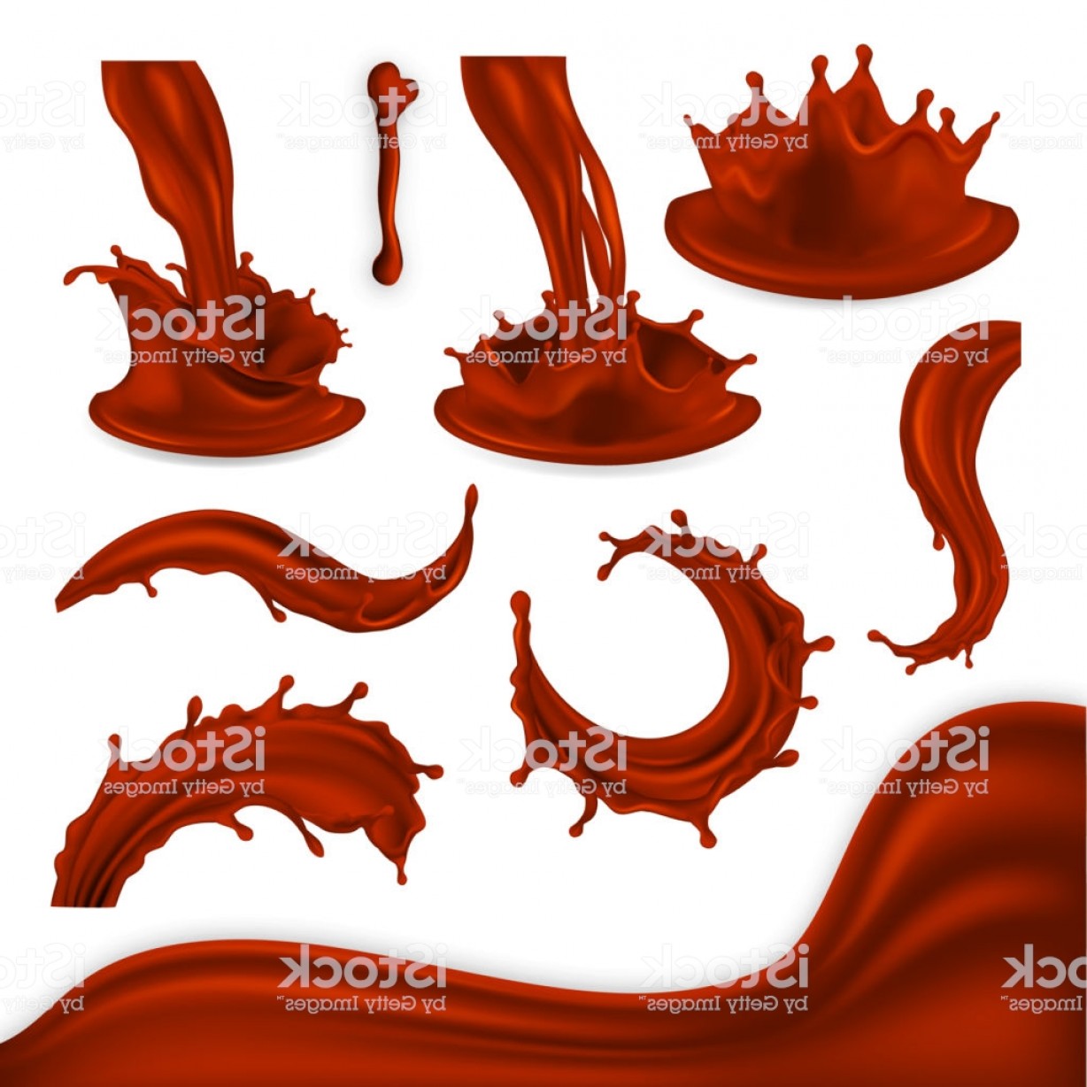 1228x1228 Chocolate Splash Set Vector Brown Cocoa Wave Food Drop Blots