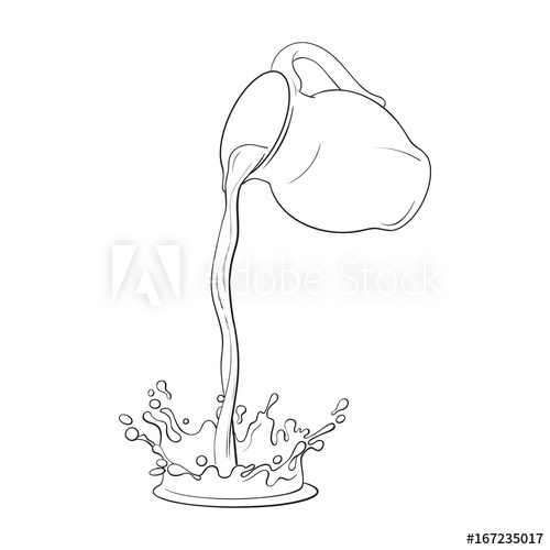 500x500 Drawing Of Liquid, Drink Pouring From Jar, Making A Splash, Sketch