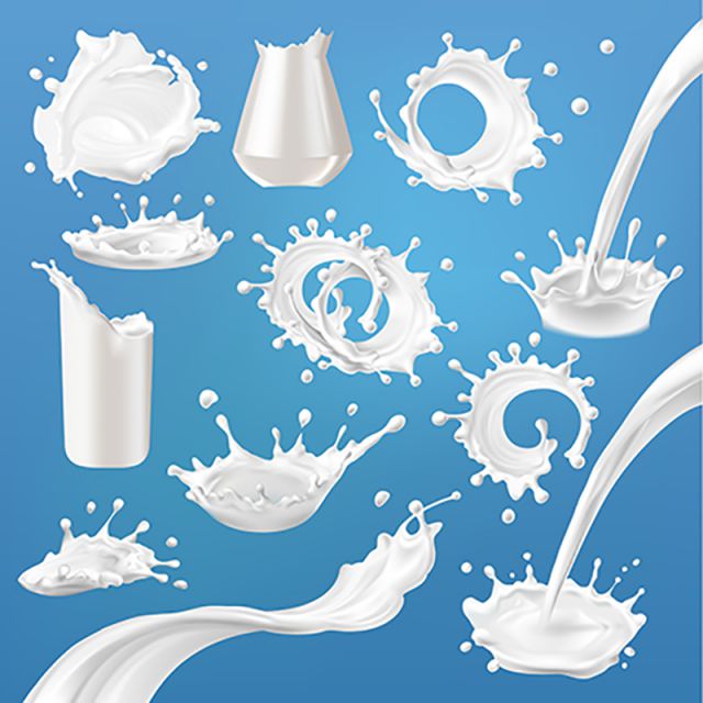 640x640 Set Of Vector Milk Splash And Pouring, Milk, Dairy Png