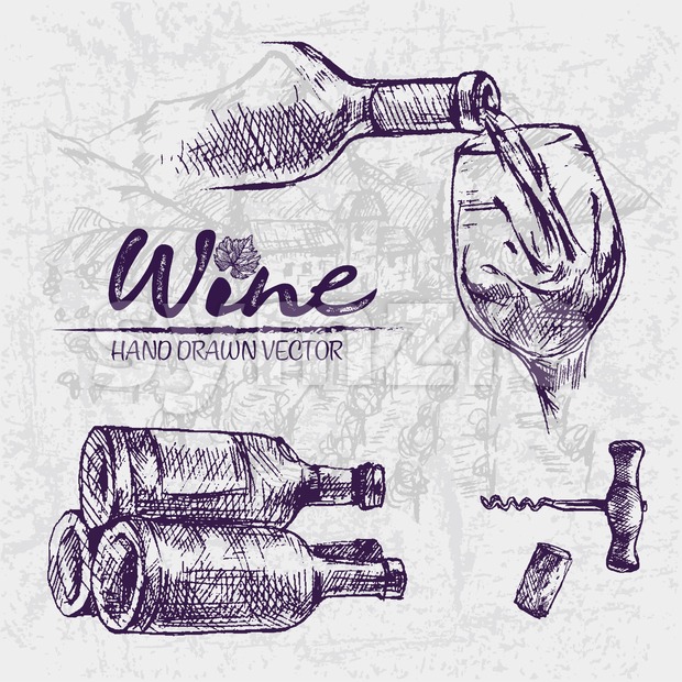 620x620 Digital Color Vector Detailed Line Art Wine Pouring Vector