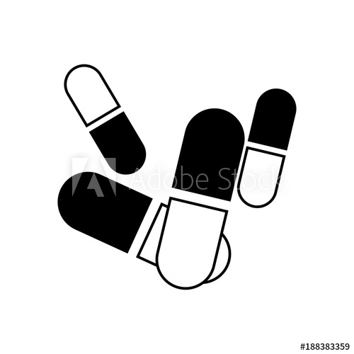 500x500 Icon In The Form Of Pills Contour Drawing Without Pouring Vector