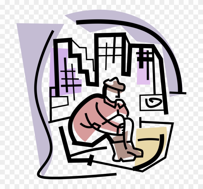 840x780 Vector Illustration Of Homeless And Unemployed Man