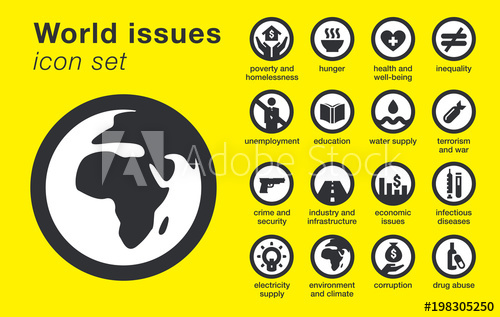 500x317 World Issues Icons Set Includes Hunger, Poverty, Crime