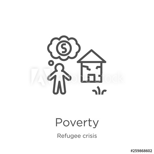 500x500 Poverty Icon Vector From Refugee Crisis Collection Thin Line