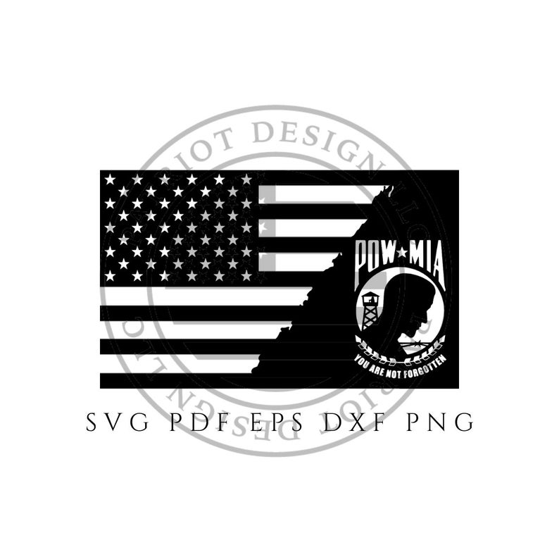 794x794 Pow Mia Pow American Flag Vector Black White Clip Art Etsy