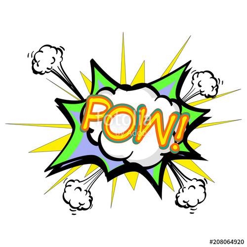 500x500 Pow, Colorful Speech Bubble And Explosions In Pop Art Style