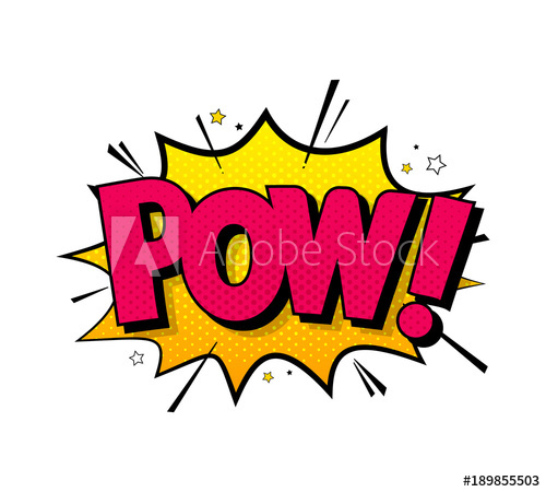500x450 Comic Lettering Pow Vector Bright Cartoon Illustration In Retro