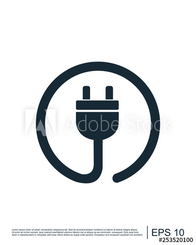 400x500 Electrical Plug Power Cord Icon Vector Logo Template