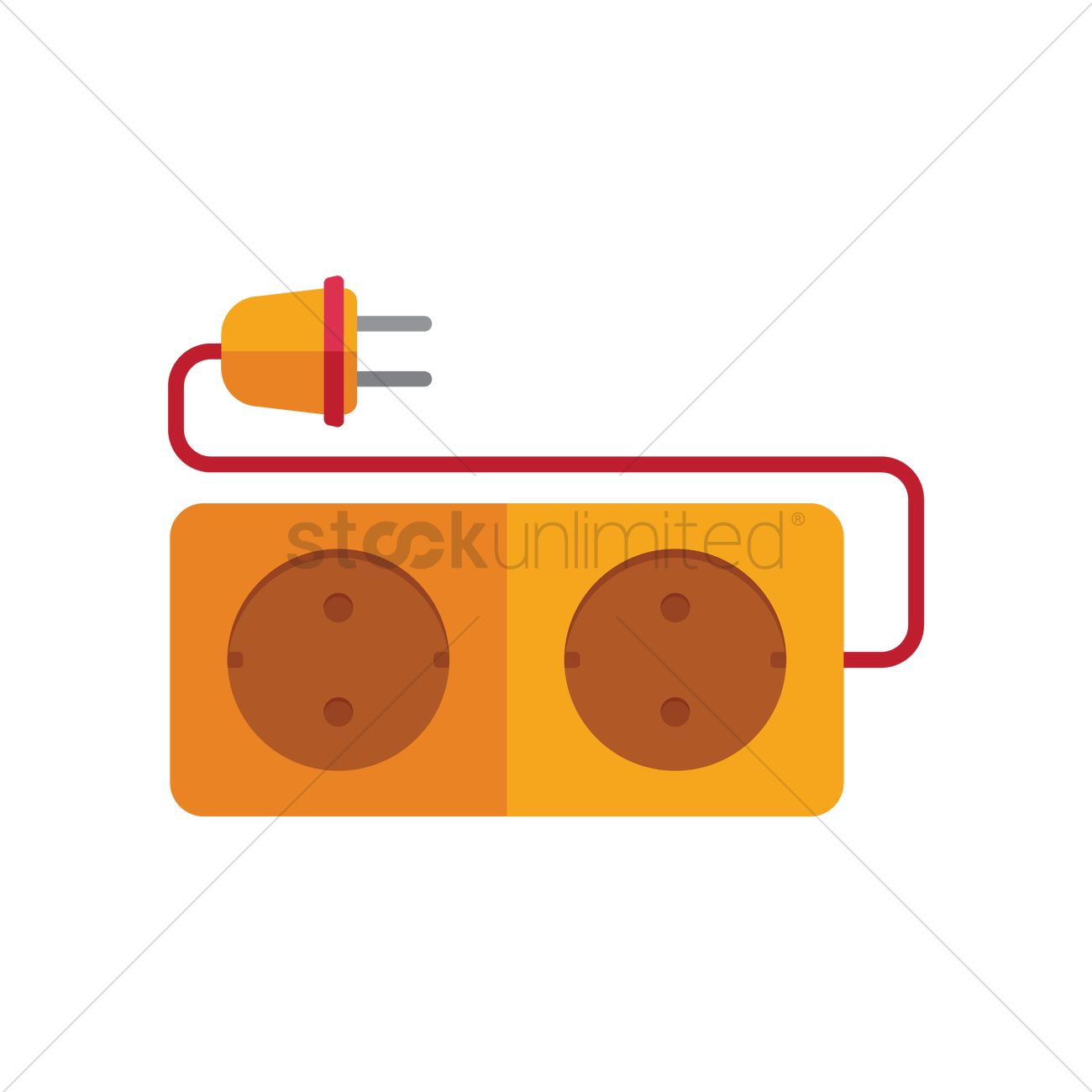 1300x1300 Multi Point Power Socket Extension Cord Vector Image