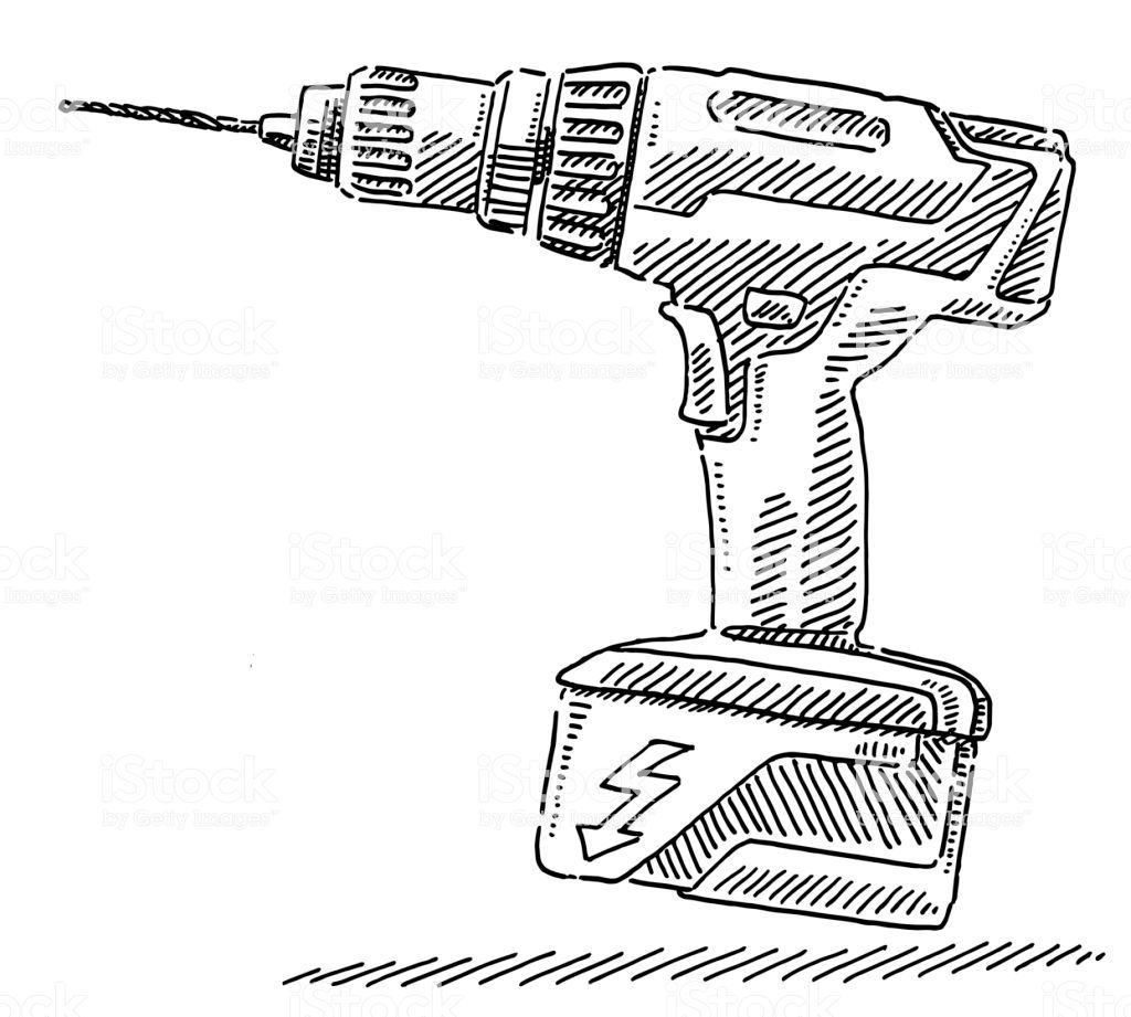 Hand Drawn Vector Drawing Of A Portable Electric Drill Tool 1024x921 Hand Drawn Vector Drawing Of A Portable Electric Drill Tool