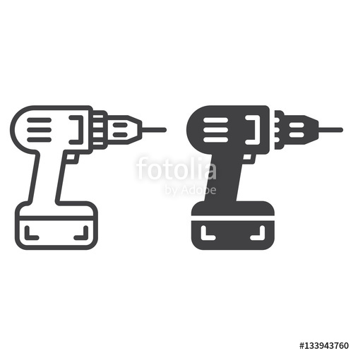 Screwdriver, Power Drill Line Icon, Outline And Filled Vector Sign 500x500 Screwdriver, Power Drill Line Icon, Outline And Filled Vector Sign