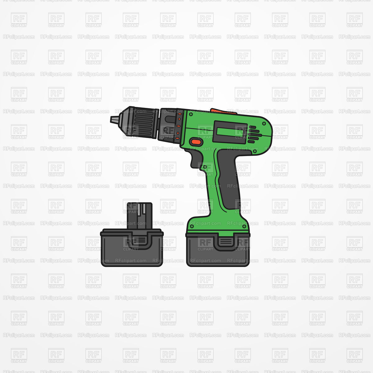 Typical Electric Cordless Drill With Battery Vector Image 1200x1200 Typical Electric Cordless Drill With Battery Vector Image