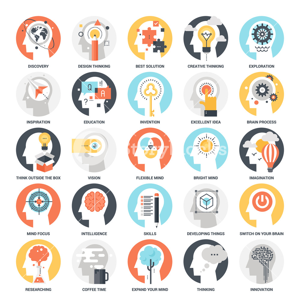 1000x1000 Modern Flat Vector Illustration Of Imagination And Mind Power Icon