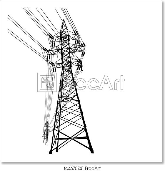 Free Art Print Of High Voltage Power Line Vector Silhouette 561x581 Free Art Print Of High Voltage Power Line Vector Silhouette