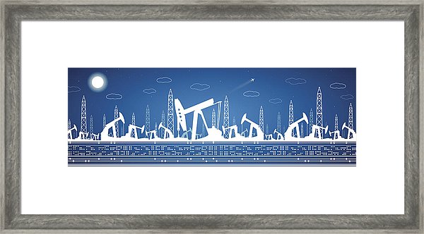 600x332 Petroleum Panorama, Industrial Landscape, Power Plant, Vector