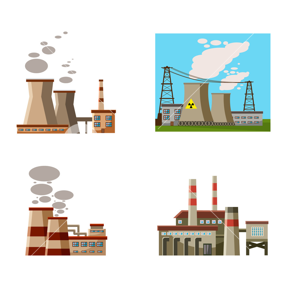 1000x1000 Power Plant Icon Set Cartoon Set Of Power Plant Vector Icons
