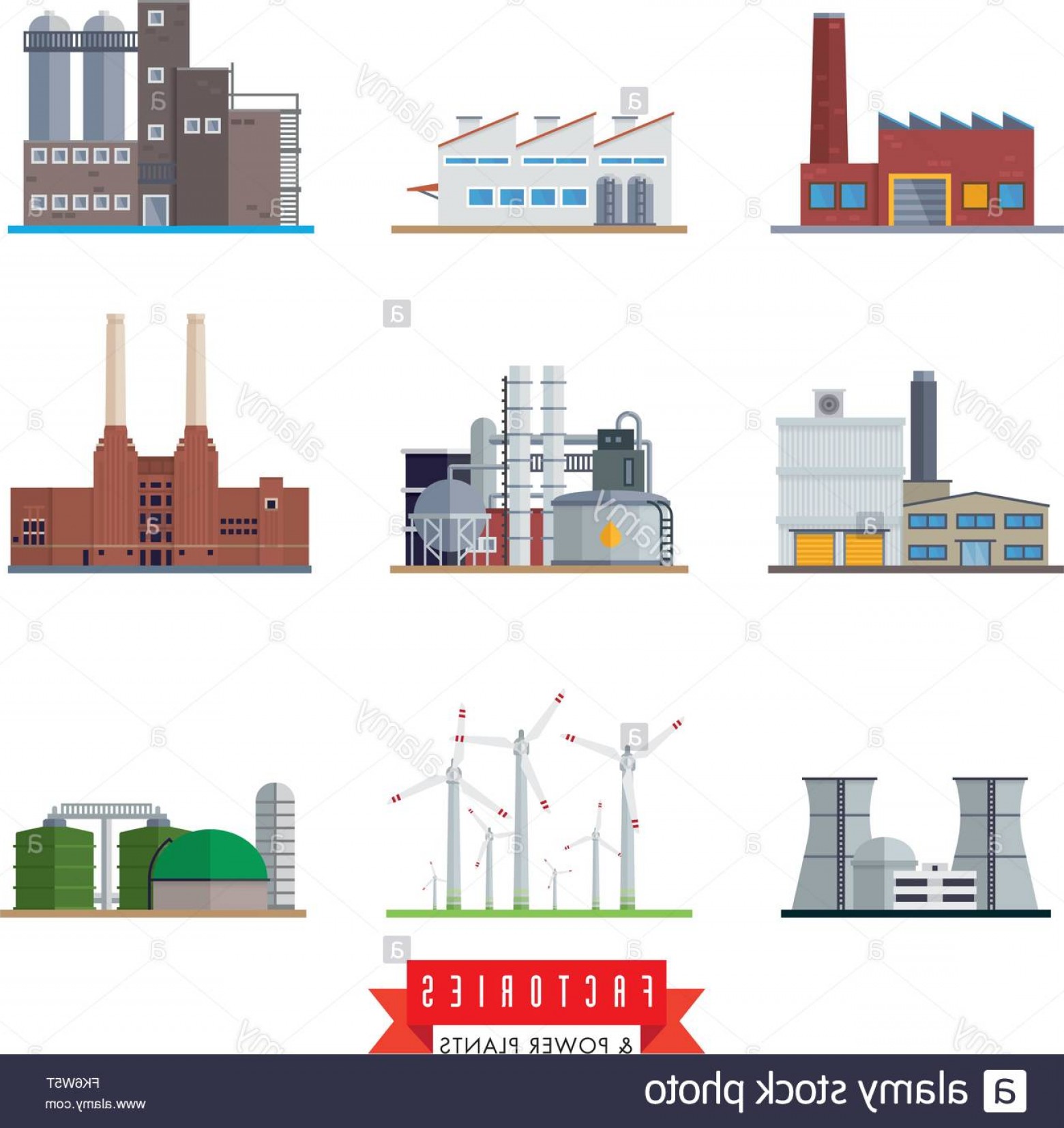 1560x1653 Stock Photo Set Of Flat Design Factory And Power Plant Vector