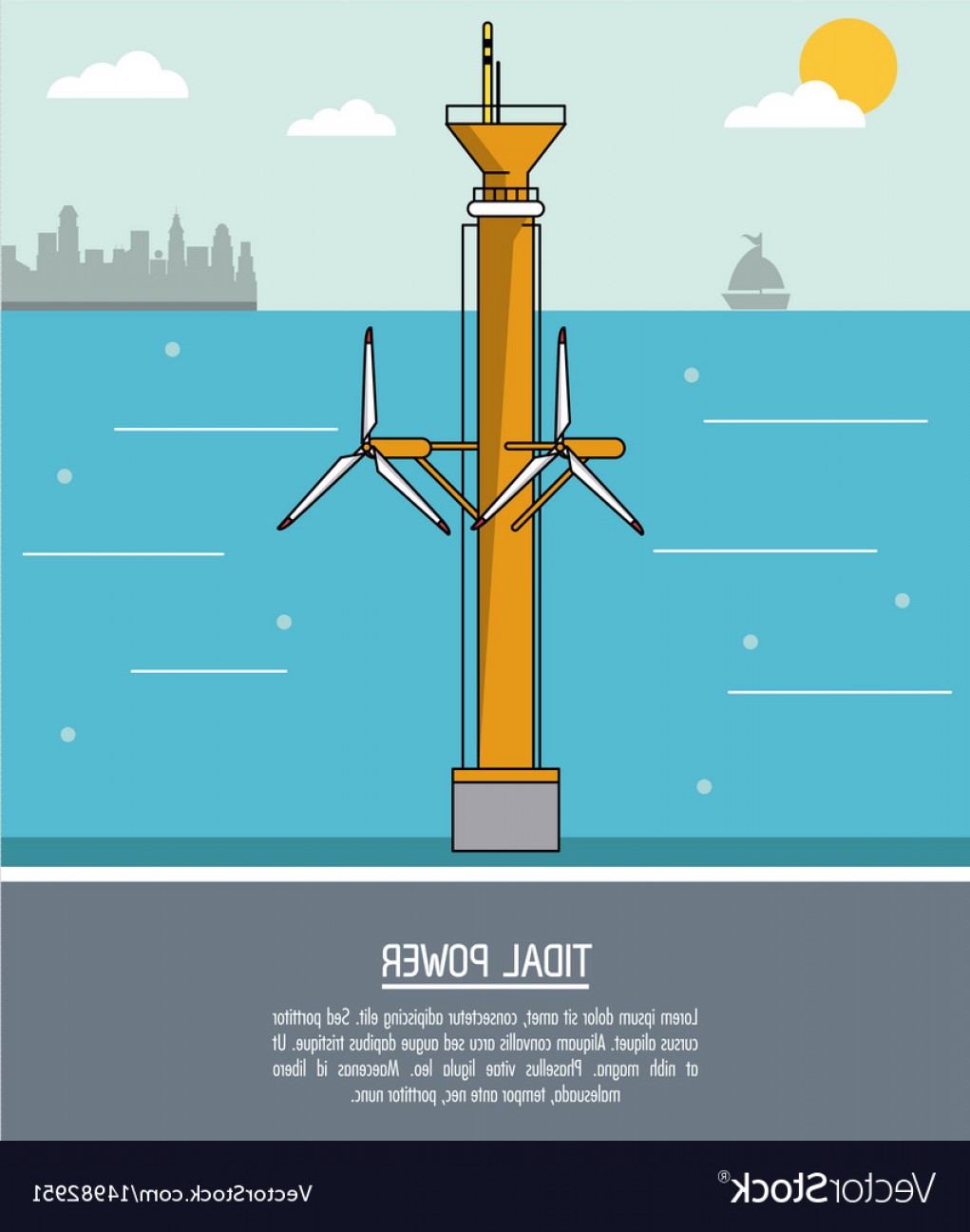 1021x1296 Color Sea Landscape Background Tidal Power Plant Vector Studiogrfx