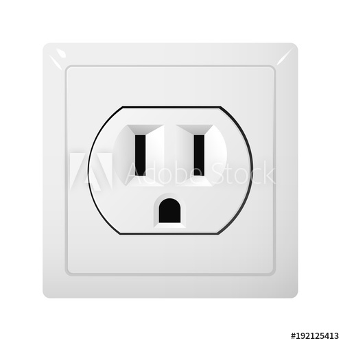 500x500 Single Electrical Socket Type B Power Plug Vector Illustration