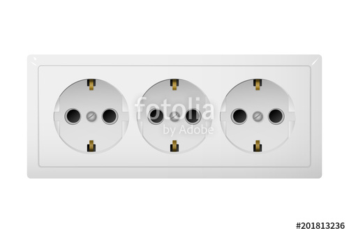 500x334 Triple Electrical Socket Type F Power Plug Vector Illustration
