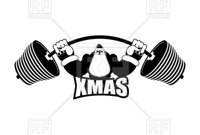 400x269 Xmas Powerlifting Santa And Barbell Emblem Vector Image Of Sport