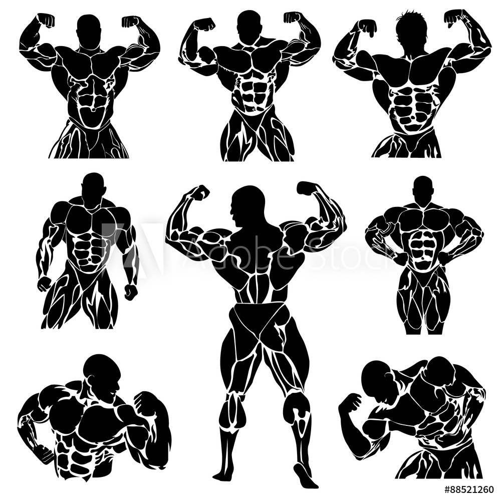 1000x1000 Fotografie, Obraz Bodybuilding, Powerlifting, Vector, Set Posters Cz