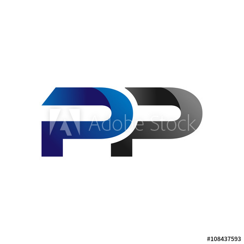 500x500 Modern Simple Initial Logo Vector Blue Grey Letters Pp