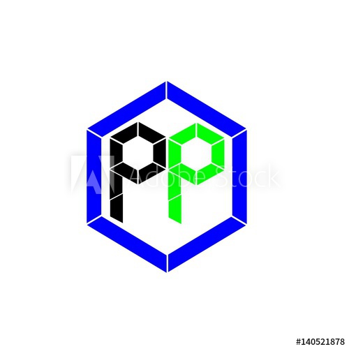 500x500 Initial Letter Pp Black And Green Color Logo Vector