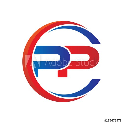 500x500 Pp Logo Vector Modern Initial Swoosh Circle Blue And Red