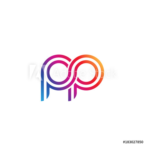 500x500 Initial Lowercase Letter Pp, Linked Outline Rounded Logo, Colorful