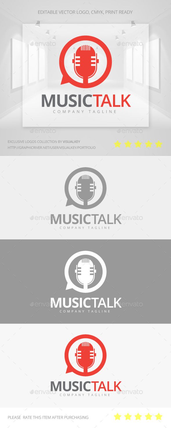 590x1475 Music Talk Logo Logo Of A Stylized Microphone In A Speech