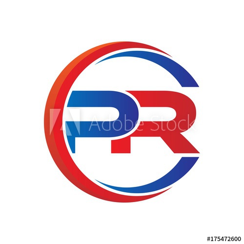 500x500 Pr Logo Vector Modern Initial Swoosh Circle Blue And Red