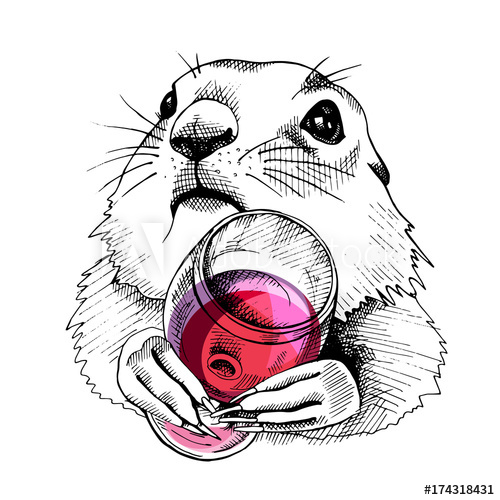 Prairie Dog Portrait With Glass Of Red Wine Vector Illustration 500x500 Prairie Dog Portrait With Glass Of Red Wine Vector Illustration