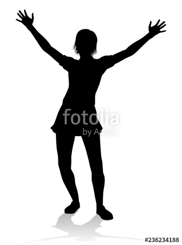 A Silhouette Woman With Arms Raised In Praise Or Triumph Stock 371x500 A Silhouette Woman With Arms Raised In Praise Or Triumph Stock