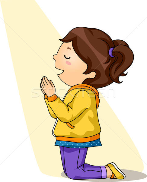 487x600 Kid Girl Pray Vector Illustration Lenm