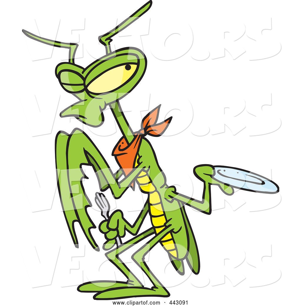 Vector Of Cartoon Hungry Praying Mantis Holding Out A Plate 1024x1044 Vector Of Cartoon Hungry Praying Mantis Holding Out A Plate