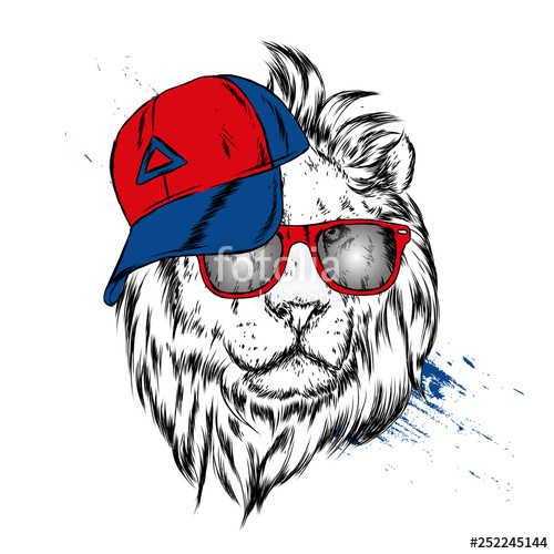 Beautiful Lion In A Cap And Glasses Predator Vector Illustration 500x500 Beautiful Lion In A Cap And Glasses Predator Vector Illustration