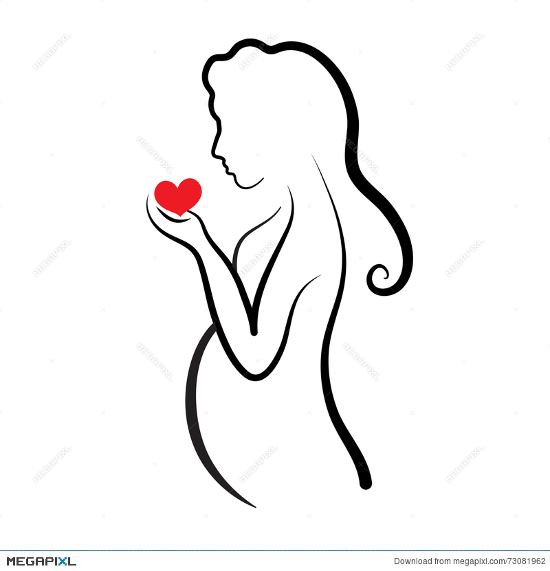 800x830 Pregnant Woman Silhouette, Vector Symbol Illustration