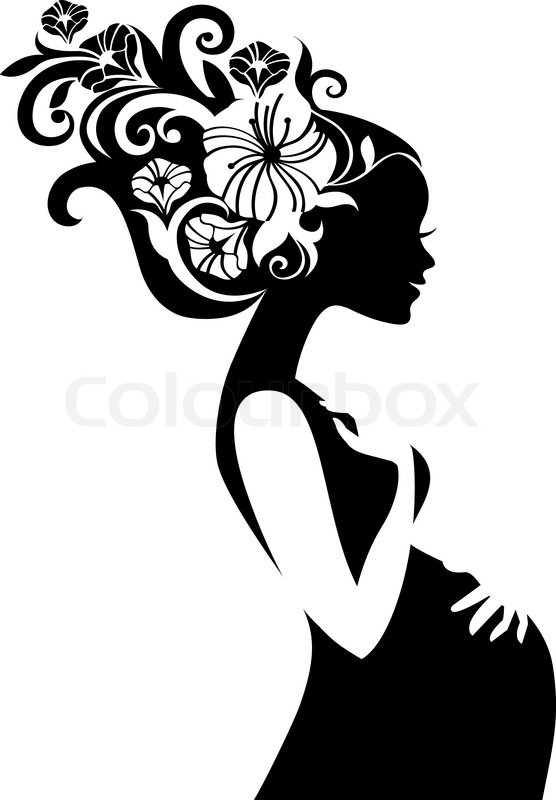 556x800 Pregnant Beautiful Woman Silhouette Stock Vector Colourbox
