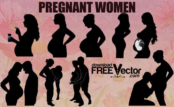 600x372 Vector Pregnant Woman Silhouettes