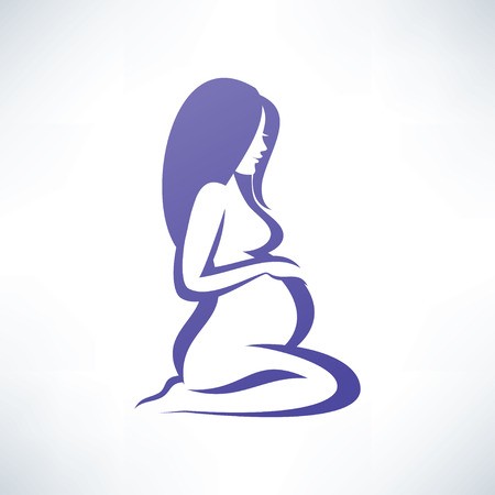 450x450 Pregnant Woman Silhouette, Isolated Vector Symbol Royalty Free