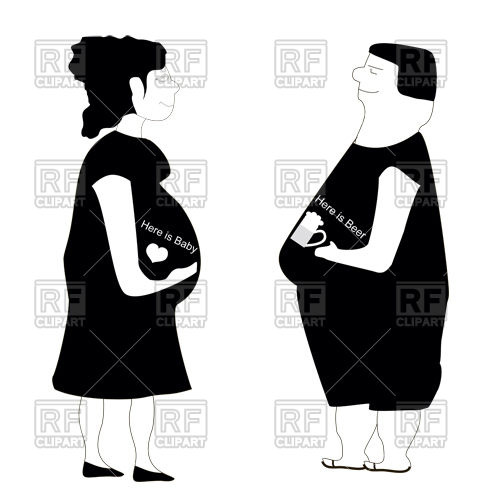 500x500 Cartoon Pregnant Woman And Fat Man Vector Image Of People