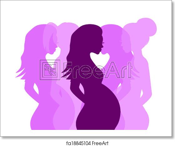 560x470 Free Art Print Of Pregnant Woman Silhouettes Vector Illustration