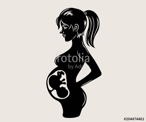 500x420 Pregnant Mother Silhouette, Art Vector Design Stock Image