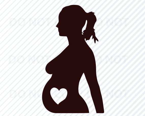 570x456 Pregnant Woman Silhouette Clip Art For Cricut Etsy