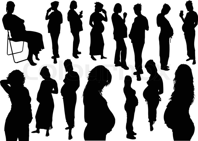 800x570 Silhouettes Of Pregnant Woman Stock Vector Colourbox